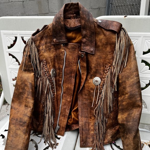 Jackets & Blazers - COPY - VINTAGE WESTERN FRINGE HEAVYWEIGHT LEATHER JACKET
